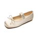 Flat Single Shoes Women's Shallow Mouth Word With Mary Jane Shoes Cute Bow Ballet Shoes_vogvips.com