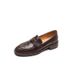 Black Camellia Loafers 2024 Autumn New Soft British Style Slip-On Metal Buckle Thick Sole Single Small Leather Shoes_vogvips.com