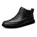 Medium Top Leather Shoes Men's Velvet Warm Cotton Shoes Tooling Boots Men's Thick-soled Wear-resistant Work Leather Boots_vogvips.com