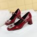 6292-K90 Wind Mary Jane Women, Coarse Heel, Shallow Mouth, Square Head, Shiny Surface, Lacquer Leather, Water Diamond,_vogvips.com