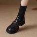Martin For Women, Autumn And Winter Thick-Soled Short Knitted Stretch Sock Boots, Chunky Heel Small Leather Shoes,_vogvips.com