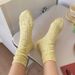 Women's & Men's Cotton Mid-Crew Socks With Soft Breathable Fabric, Solid Color & Starry Dot Design, Double Needle Stitching For All Seasons_vogvips.com