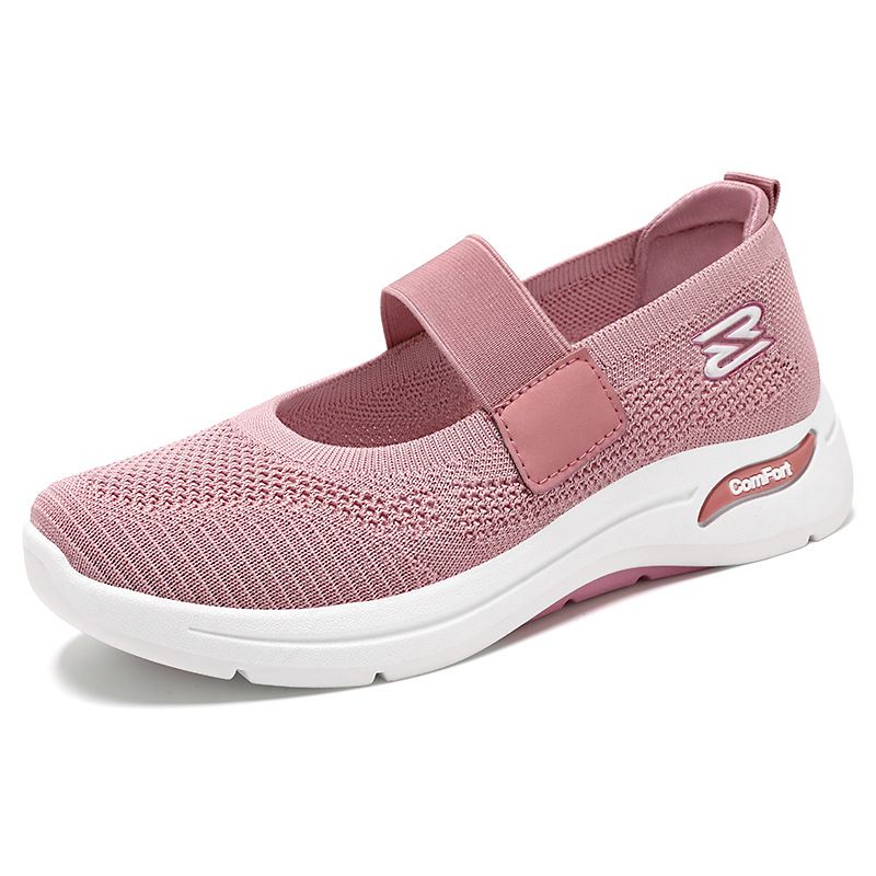 Women's Casual Shoes Middle-aged And Elderly Mother Shoes Women's Shoes Soft-soled Feet Flying Woven Shoes Breathable Mesh Single Shoes_vogvips.com