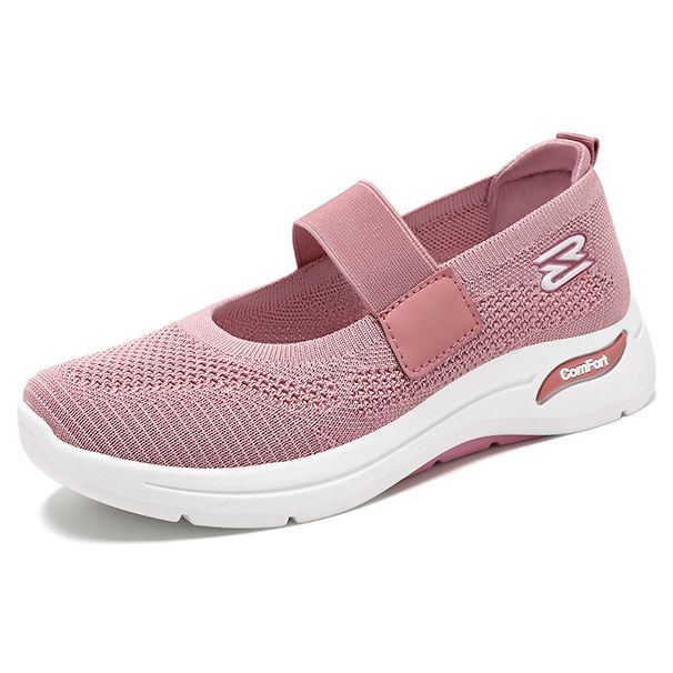 Women's Casual Shoes Middle-aged And Elderly Mother Shoes Women's Shoes Soft-soled Feet Flying Woven Shoes Breathable Mesh Single Shoes_vogvips.com