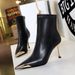 319-11 European And American Style Winter Thin High Heel Women's Boots, With Metal Pointed Toe, Fashionable Short Boots_vogvips.com