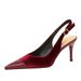 8315-A1 Banquet High Heels Backless Women's Patchwork Pointed Toe Shih Tzu Velvet Hollow Back Strap Single Shoes_vogvips.com
