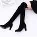 Plus Size Women's Over-the-Knee Long Boots Suede High Chunky Heels Black Slimming Gray 34-43_vogvips.com