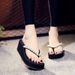 Women's Thick-Soled High-Heeled Toe-Post Korean Style Outdoor Pearl Beach Vacation Sandals_vogvips.com