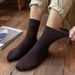 Autumn Winter Men's Solid Color Casual Terry Mid-Calf Thickened Wool Women's Warm Socks_vogvips.com