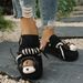 Fashionable Cartoon Animal Pattern Thick-soled Baotou Slippers Spring Summer New Women's Buckle Casual Outdoor Slip-on Slippers_vogvips.com