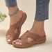 Large Size New Casual Round Toe Cross Strap Hollowed Out High-heeled Women's Wedge Heel Slippers_vogvips.com
