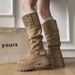 Two-Way Foldable Over-the-Knee Long Wrinkled For Women 2025 Autumn Winter New Fashion Button Thick Sole Riding Boots_vogvips.com