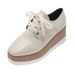 Large Size Women's Shoes 2025 Spring And Autumn New Round Toe Lace Up Sponge Cake Thick Sole Single Shoe For Women_vogvips.com