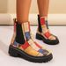 Women's Chunky Heel Chelsea Boots - Vintage Style Ankle Boots With Round Toe & Rubber Sole, Comfortable Mid-Calf Boots_vogvips.com