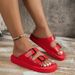 Summer New Plus Size Slippers For Women, One Line Double Row Buckle Sandals, Comfortable And Casual, Lightweight Sandals_vogvips.com