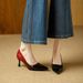 Pointed Toe Stiletto High Heels Elegant Comfortable 2026 Spring New Style Temperament Patent Leather Color Block Shallow Mouth Sin_vogvips.com