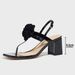 Factory Direct Sale Foreign Trade Women's High-heeled Black Rose Toe-strap Square-toed Chunky Heel Mirror Fabric Sandals_vogvips.com