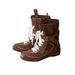 Women Boxing Boots Melard Mid-Calf Hunting Style German Training Martin 2025 Autumn New Fashionable Color-Block Boxing Boots For Women_vogvips.com