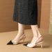Qianluhui Patchwork Closed-Toe Backless Sandals With Bowknot, Elegant Office Lady Style Commuting High-Heel Shoes_vogvips.com