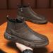 European Warm Series Slip-On Winter Fleece-Lined Warm Cotton Men's Waterproof Work Safety Leather Shoes Thick-Soled Non-Slip Martin Boots_vogvips.com
