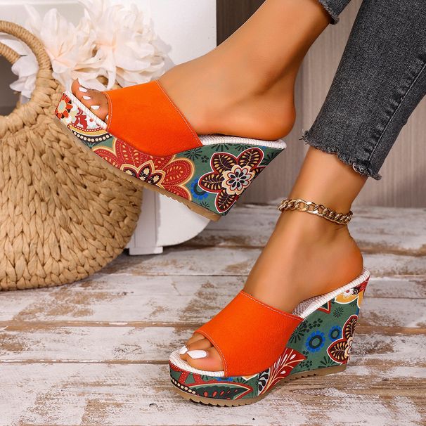 Cross-border Plus-size Wedge Women, 2025 Summer New Style, European And American Floral Design, Comfortable For The_vogvips.com