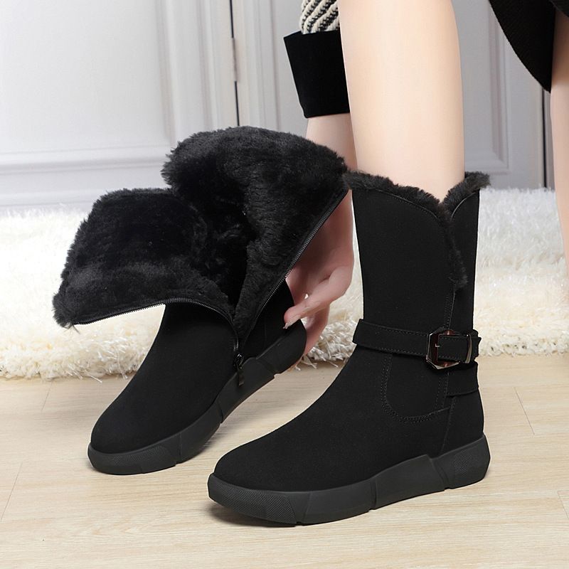 Snow Boots For Women In Winter, Comfortable New Style With Plush And Thick Midsole Boots, Anti Slip And Warm Cotton Shoes That Are Versatile_vogvips.com