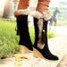 Women's Shoes Autumn And Winter Fashion New Snow Boots Wedge Heel Mid Tube Rabbit Fur Warm Boots_vogvips.com
