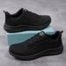 Euro Step Sports Spring Summer New Mesh Breathable Lightweight Men's Trendy Running Shoes Black Fabric_vogvips.com