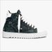 Men's And Women's Ripped Denim Platform Skateboard Shoes Casual Numeris Sports Lace-Up Rubber Sole Black_vogvips.com