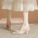 Niche Design Closed-Toe For Women With Rhinestone Flowers, Outdoor Thin High Heels, Single Shoes, Comfortable Open-Back_vogvips.com