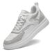 Height-increasing Leisure Sports Board Shoes Two-layer Cowhide Splicing Mesh White Shoes_vogvips.com