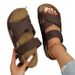 Large Casual For Women 2025 New Flat Thick Bottomed Cross Woven Solid Color Sandals_vogvips.com