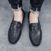 SHLIANG Fashion Men's Slip-On Soft-Soled Driving Shoes Comfortable Round-Toe Business Casual Leather Shoes Breathable Upper Slip-On Loafers X0019_vogvips.com