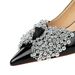 1961-H60 European And American Style Rhinestone Bow Elegant High Heels Pointed Toe Stiletto Versatile Shallow Trendy_vogvips.com