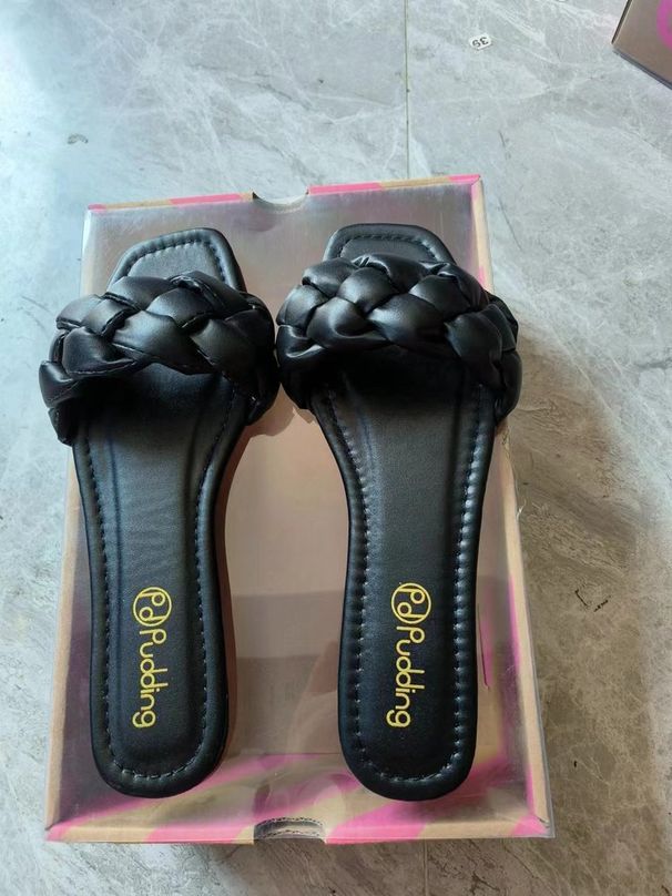 Women’s Shoes New Large Size Sandals For Women One Word Solid Color Woven Casual Outdoor Sandals For Women Shoes_vogvips.com