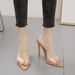 European And American Foreign Trade Women's Shoes, Peep-toe Stiletto Transparent High Heels, Large Size Slip-on_vogvips.com