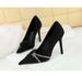 High Heels Thin Heel Super High Heel Shallow Mouth Pointed Rhinestone Bow Single Shoes Women's Shoes_vogvips.com