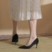 Black Suede High Heel 2023 Spring Autumn New Thin Heel Shallow Mouth Veratile Profeional Work Student Etiquette_vogvips.com