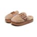 Thick-Soled Closed-Toe Furry For Women, Outdoor Wear, 2025 Winter New Style, Belt Buckle, Warm Plush Slippers_vogvips.com