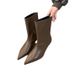 【Fleece Lined】2024 Autumn French Simple Style Fashion Low Heel Boots Fashionable Pointed Toe Slip-On Solid Color Short_vogvips.com