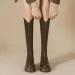 Sole Thick Womens High-top Brown Elasticity Autumn Winter Long Boots Stylish Comfortable For Riding_vogvips.com