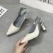 Summer Women's Bow Sandals Color Block Pointed Toe Closed Open Back Design High Heels Plus Size French Style_vogvips.com