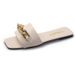 Women's Sandals, Summer New Style, One Strap Metal Chain, Fashionable Ladies Shoes, Size 41 42_vogvips.com