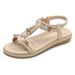 Women's Casual New Large-size With A Single Strap, Round Toe, Flat Bottom, Lightweight And Non-slip Beach Sandals_vogvips.com