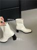 French Style Chunky Square Toe For Women 2025 Autumn Winter New Korean Version Short Fashion High Heel Back Zipper Slim_vogvips.com