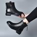 Leather Women 2024 Autumn Winter Simple Casual Flat Martin European American Style Back Zipper Round Toe Short Fleece_vogvips.com