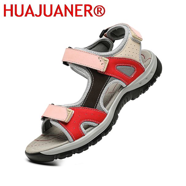 New Summer Leather Women's Fashion Design Breathable Casual Shoes Women Outdoor Beach Flat Sandals Big Size 42_vogvips.com