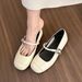 Mary Jane Mouth Chunky Heel Single Shoes Women 2024 Spring New Korean Style Square Toe Flat Shallow Soft Sole Loafers_vogvips.com