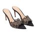 Women's Lace Pointed Toe Stiletto Slides - Champagne Comfort Heels For Women_vogvips.com