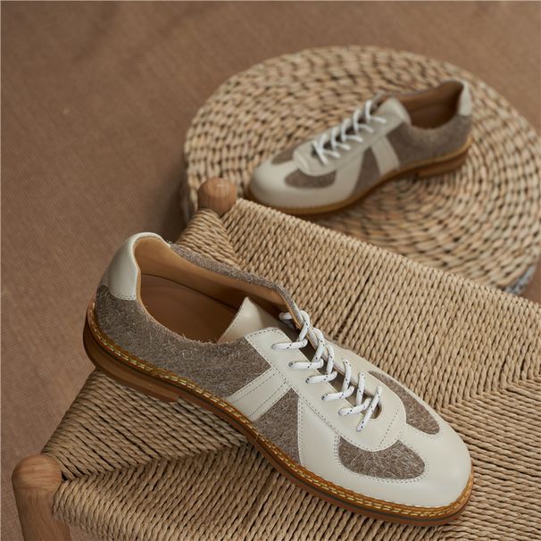 Men's Classic British Style Leather Casual Shoes - Handcrafted Retro Oxford Sneakers With Cushioned Sole (Black, White Coffee, White Blue)_vogvips.com